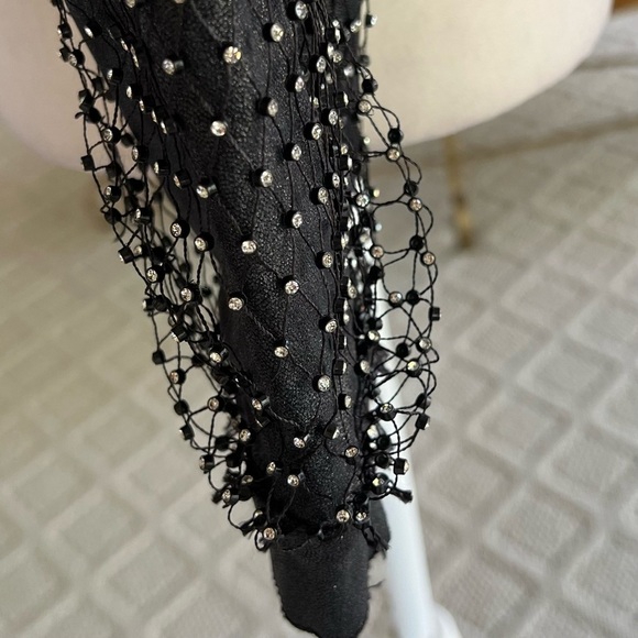 Akira Ammo Rhinestone Jacket L Black Faux Leather Rocker Chic - Picture 9 of 16